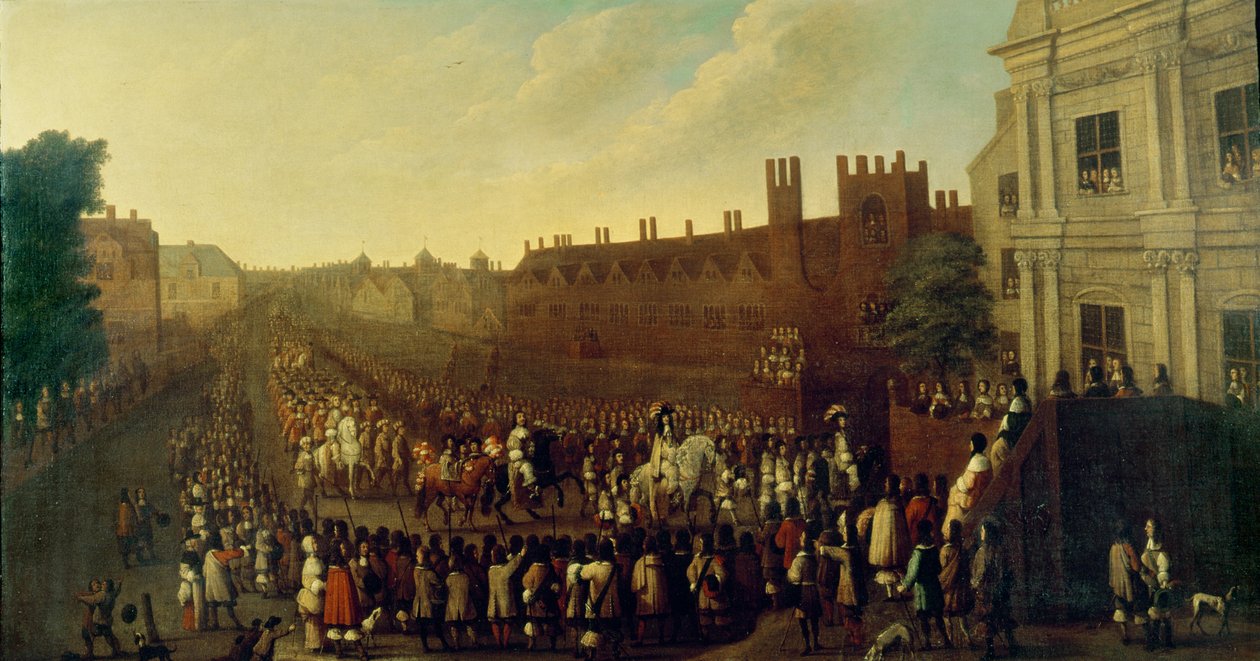 A Restauração de Carlos II (1630-85) em Whitehall, em 29 de maio de 1660, c. de Isaac Fuller