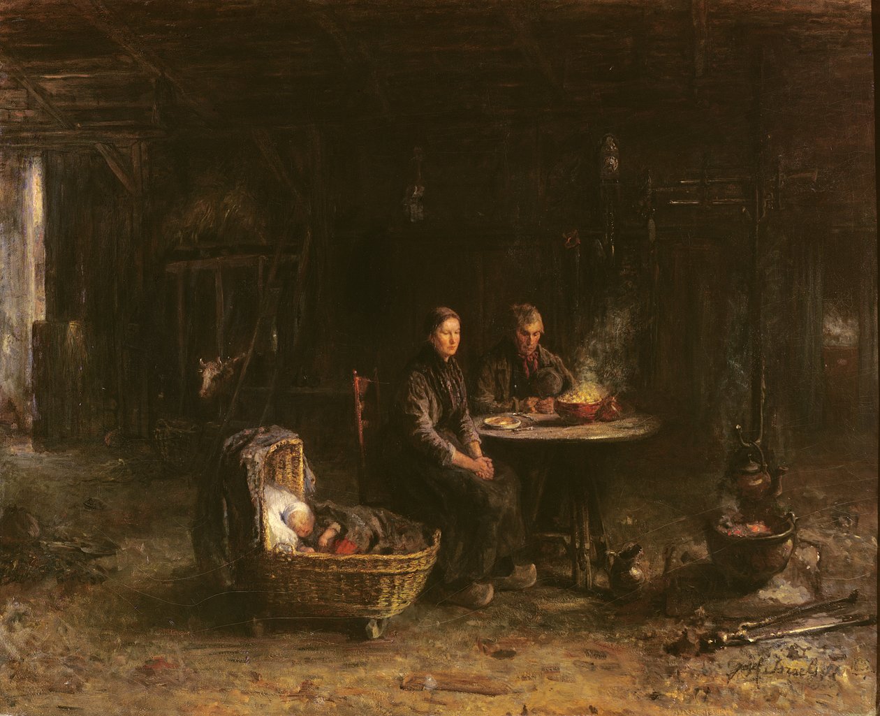 Almoço em uma fazenda em Karlshaven perto de Delden, 1885 de Isaac Israels