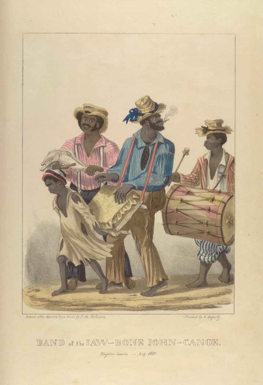 Banda do Jaw-Bone John-Canoe, ilustração de &39;Sketches of Character ...&39;, 1837 de Isaac Mendes Belisario