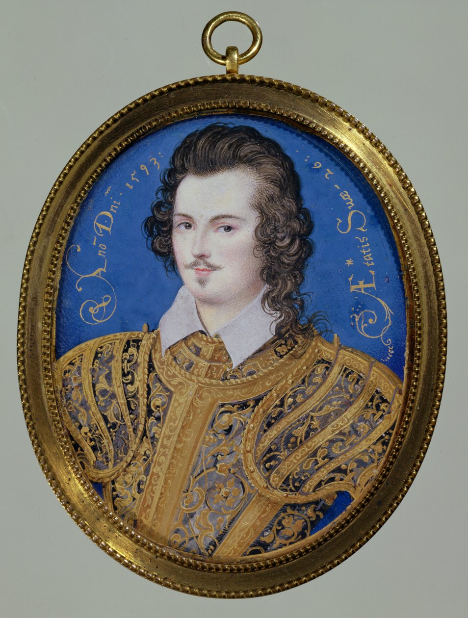 Retrato de um jovem desconhecido, 26 anos, 1593 (wc em pergaminho) de Isaac Oliver