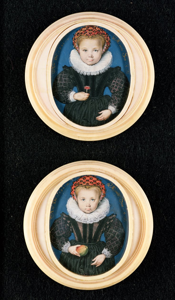 Duas garotinhas, 1590 de Isaac Oliver