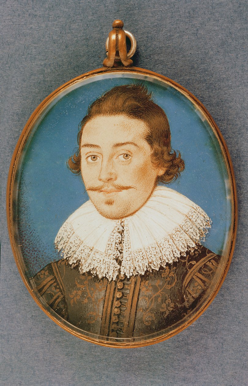 Membro desconhecido da família Dorset, em miniatura, c.1615 de Isaac Oliver