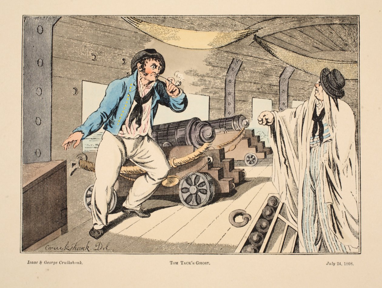 Tom Tack&39;s Ghost, 1808 (gravura colorida à mão) de Isaac, Robert and George Cruikshank