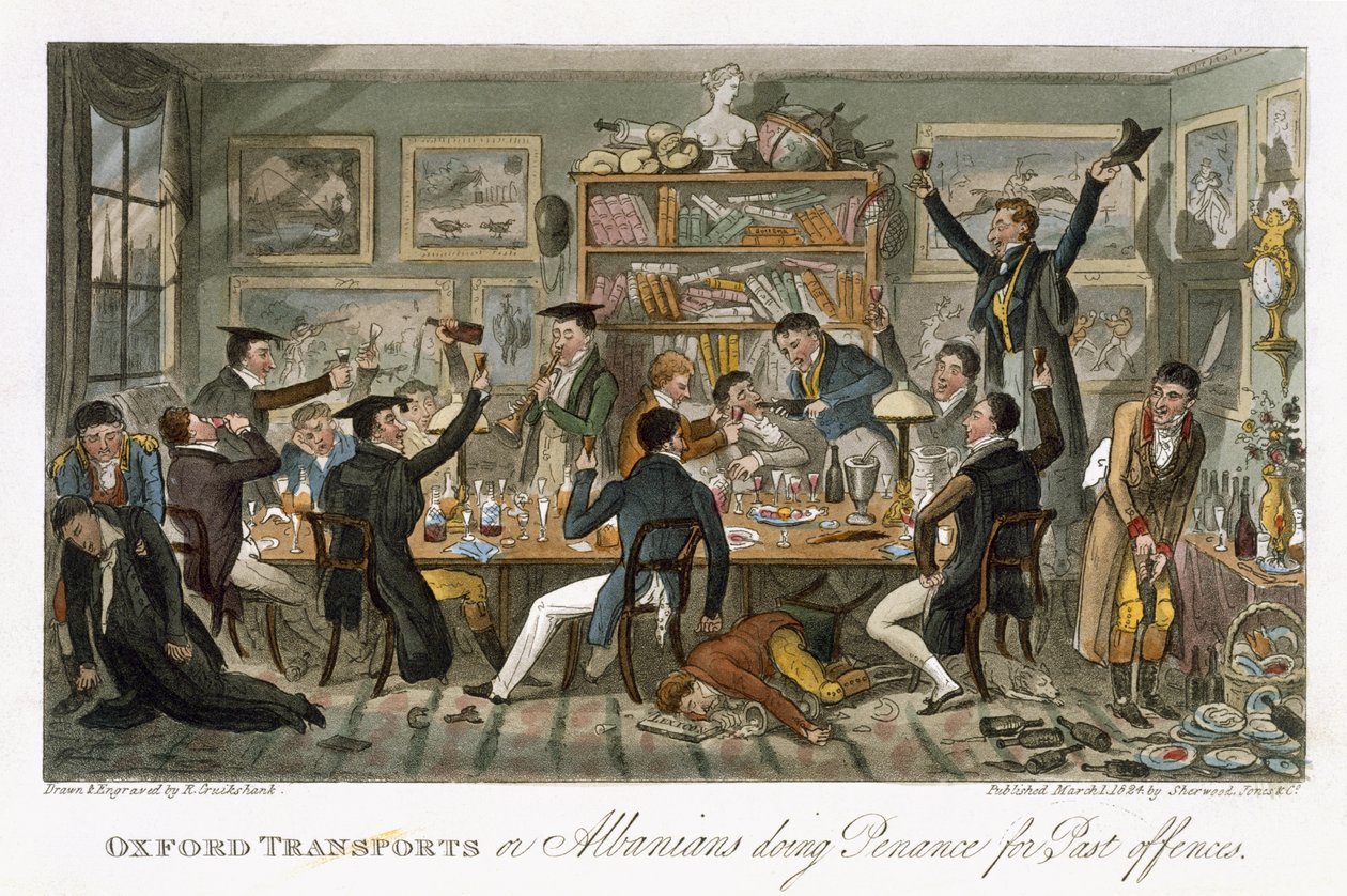 Transportes de Oxford ou albaneses fazendo penitência por crimes passados, de &39;The English Spy&39;, de Charles Molloy Westmacott (1788-1868) publicaram Londres, 1825 de Isaac Robert Cruikshank