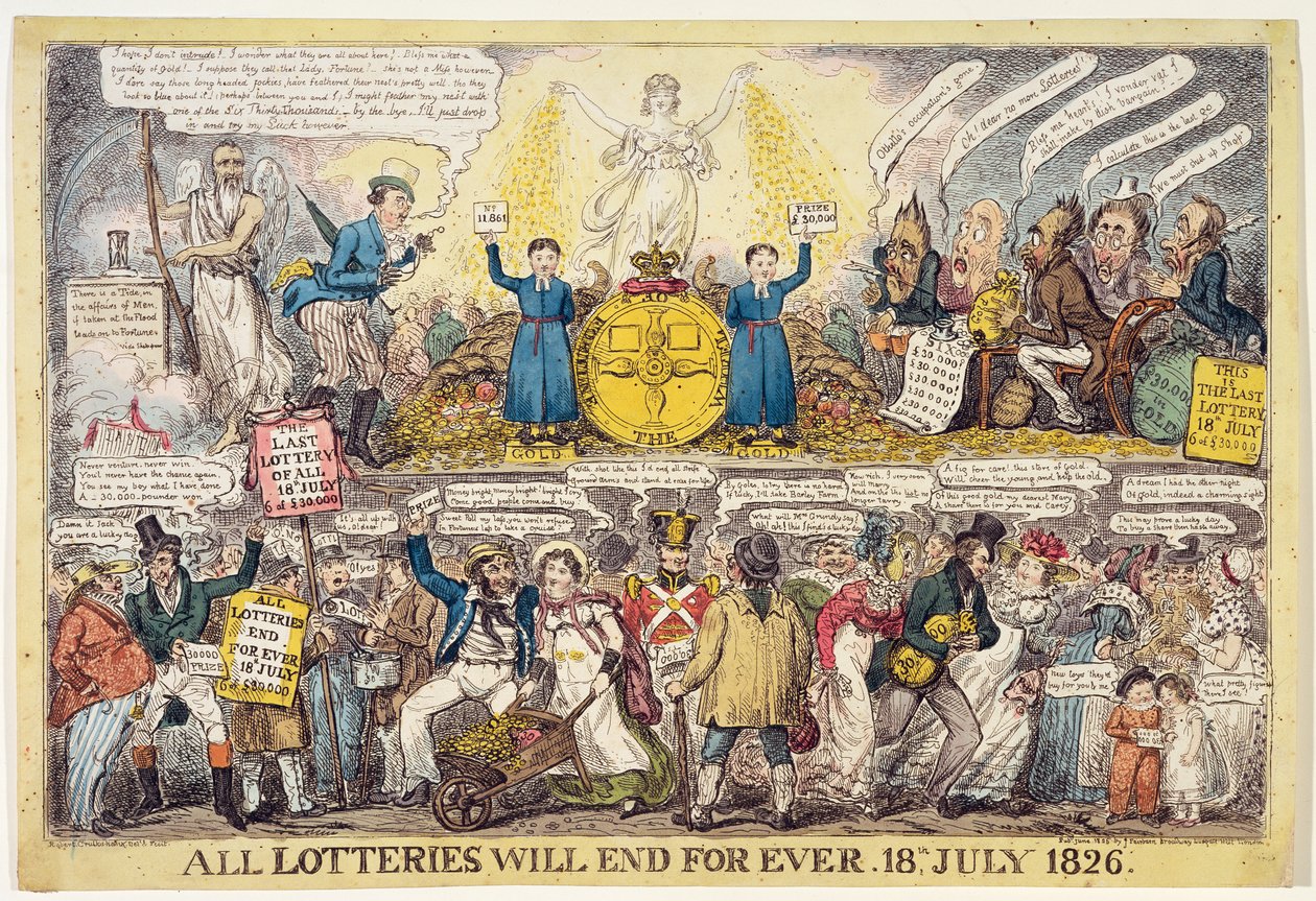 O fim da loteria, 1826 de Isaac Robert Cruikshank