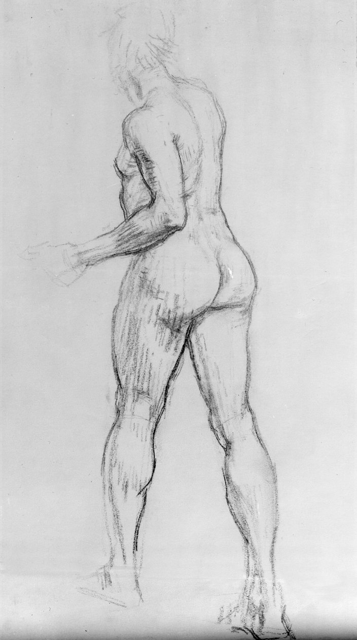 Estudo de uma mulher nua, 1915 (carvão sobre papel) de Isaac Rosenberg
