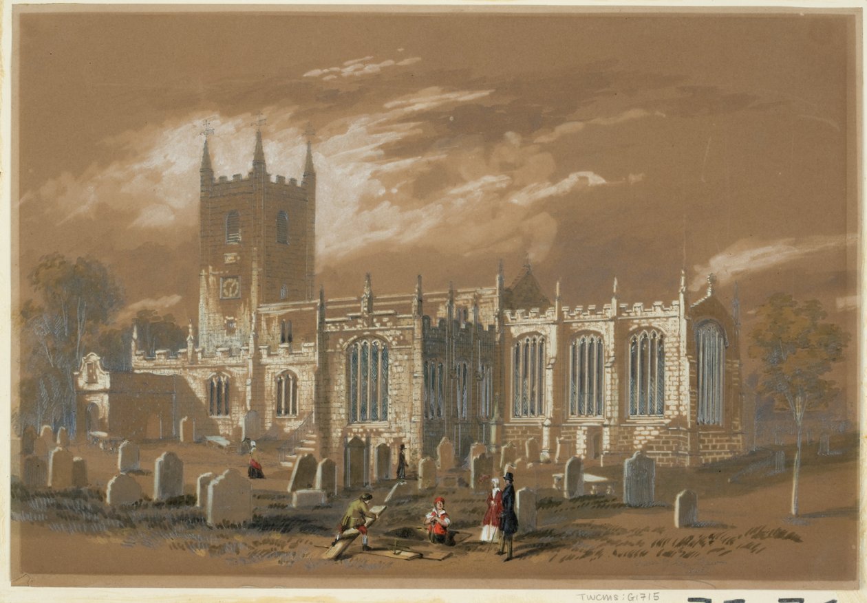 Igreja de São João, Newcastle, 1848 (bodycolour, pencil und wc on paper) de Isaac Shaw