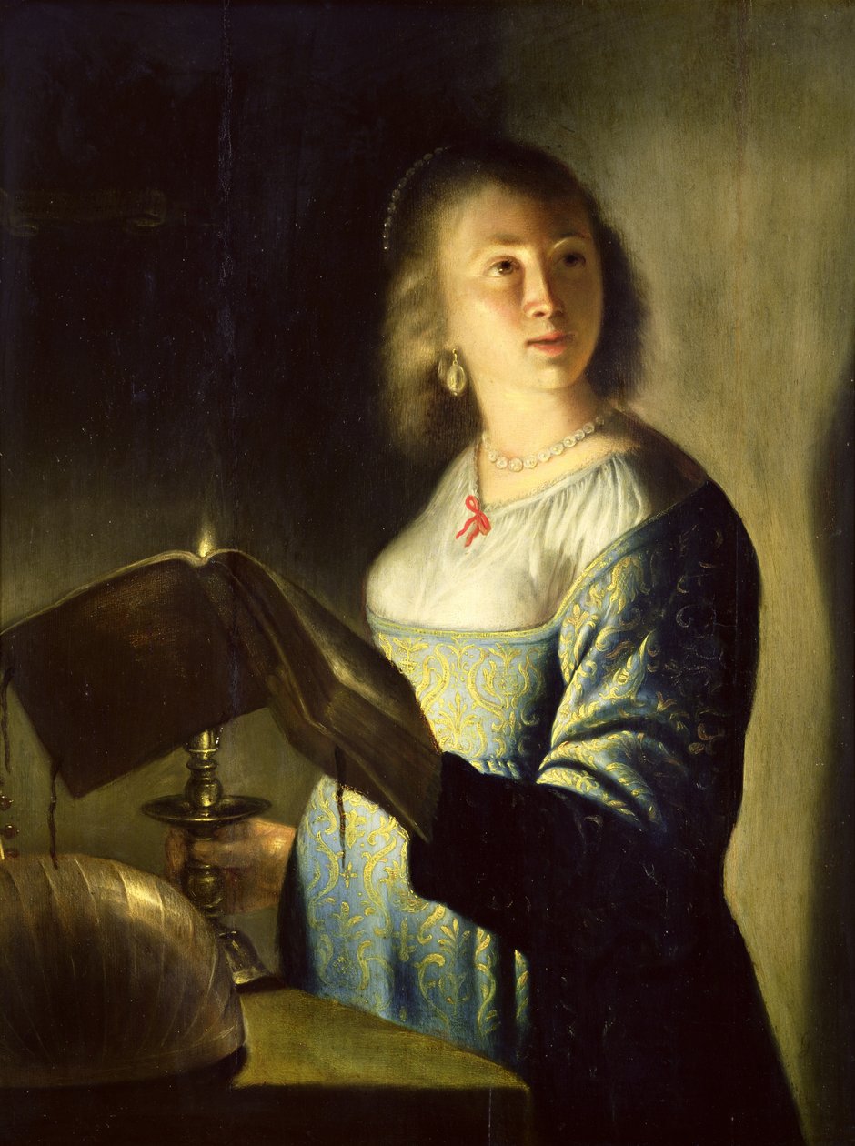 Mulher jovem, com, um, vela de Isaac de Jouderville