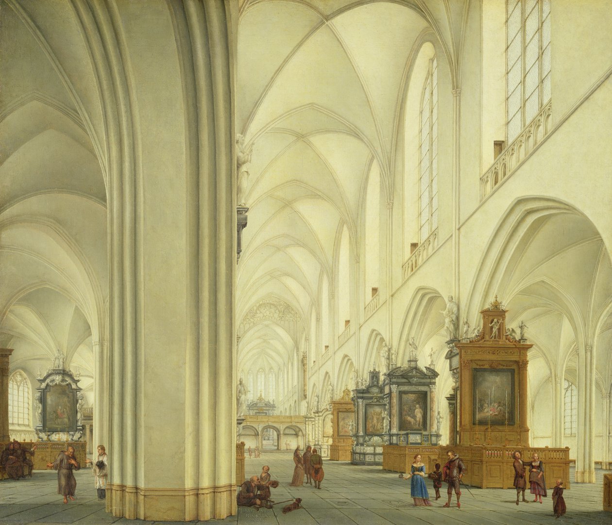 Interior da Catedral de Antuérpia, c.1668 de Isaac van Nickele