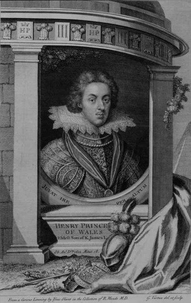 Henrique (1594-1612) Príncipe de Gales, gravada por George Vertue (1684-1756) (gravura) de Isaac (after) Oliver