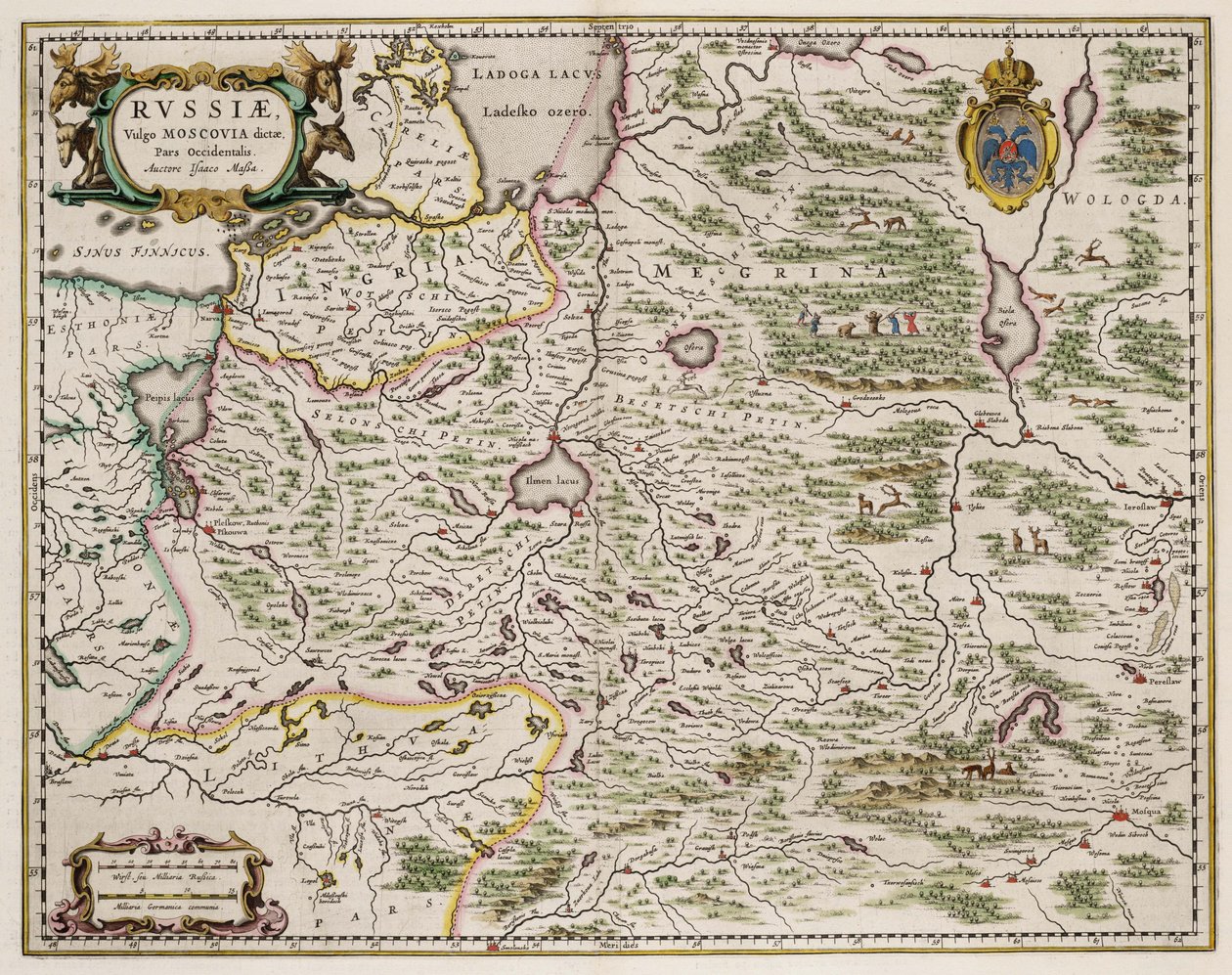 Mapa da Rússia Ocidental De: Norte e Leste, 1664 de Isaac Abrahamsz. Massa