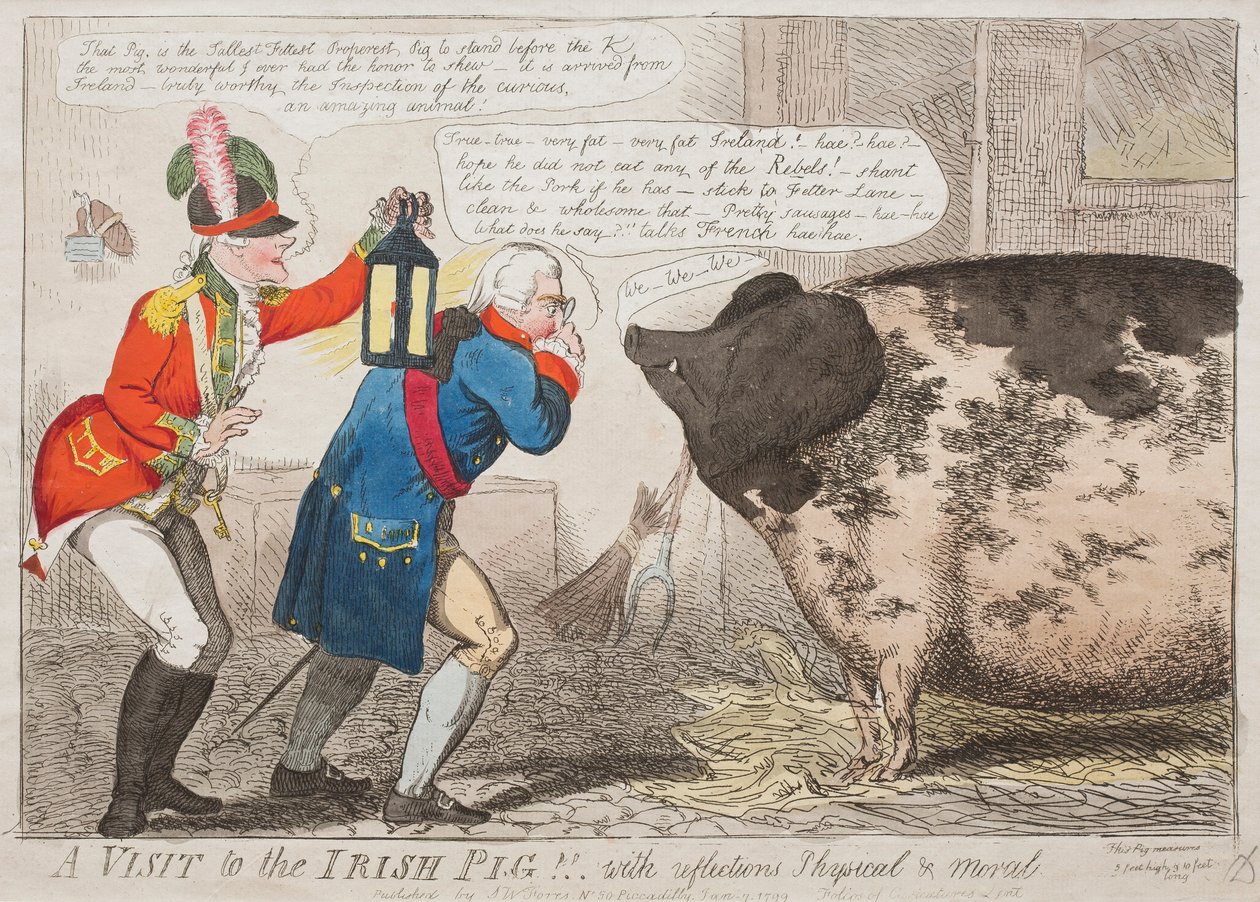 Uma Visita ao Porco Irlandês!! Com reflexões físicas e morais de Isaac Cruikshank