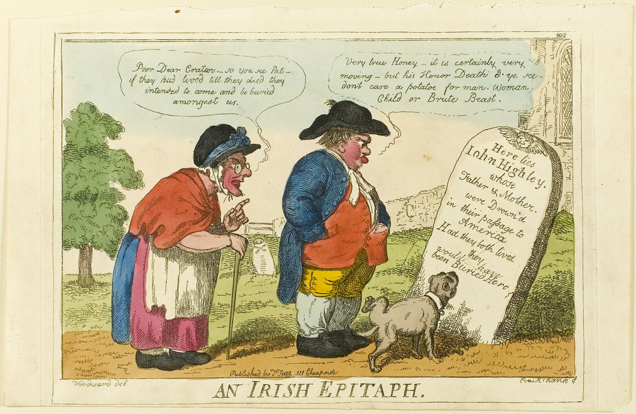 Um epitáfio irlandês de Isaac Cruikshank