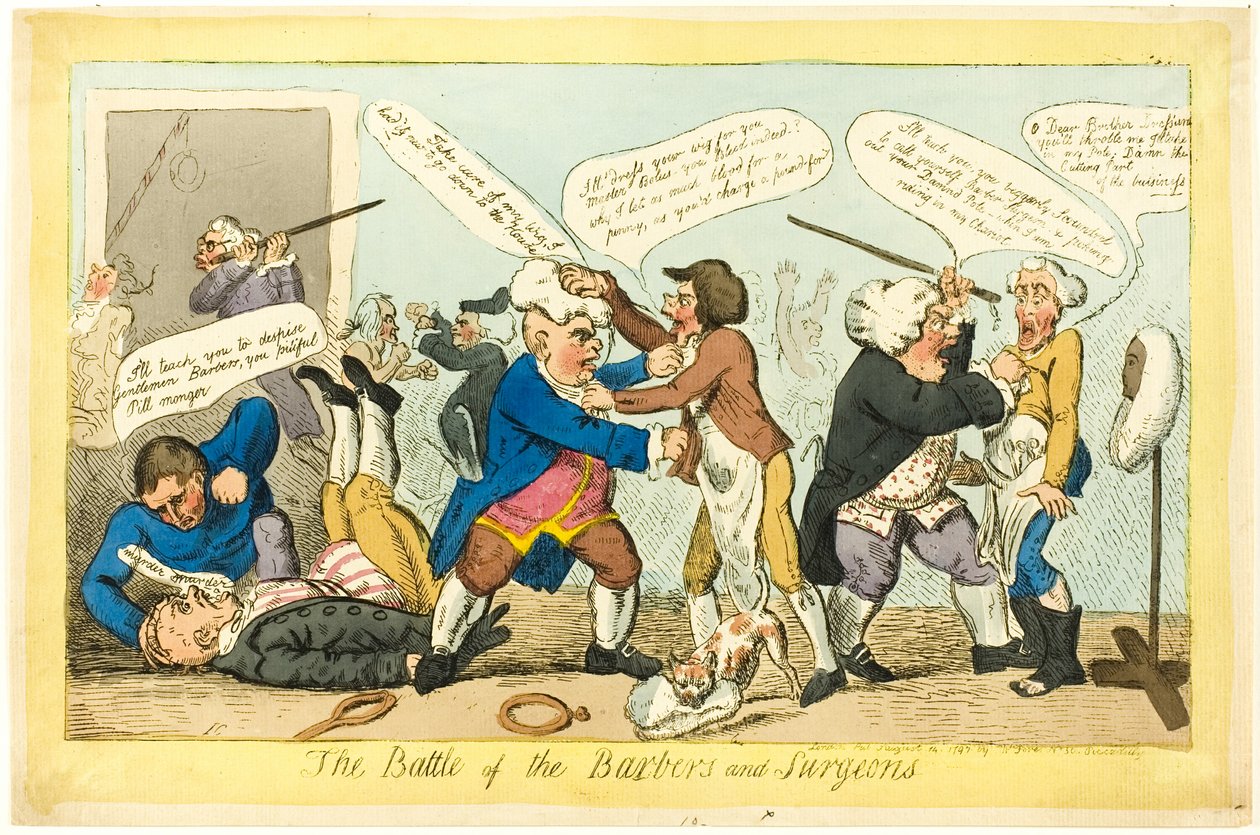 Batalha de barbeiros e cirurgiões de Isaac Cruikshank