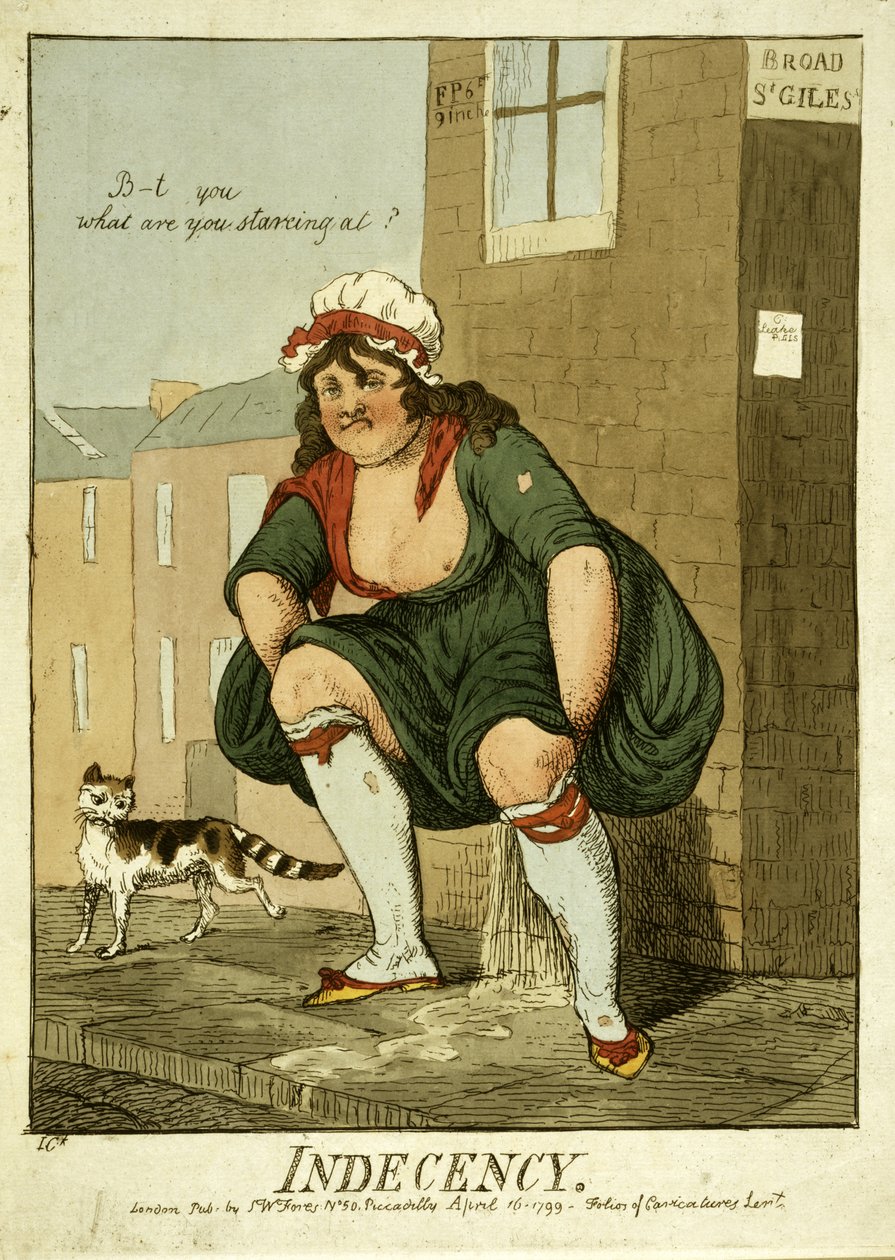 Indecência, 1799 (gravura colorida à mão) de Isaac Cruikshank