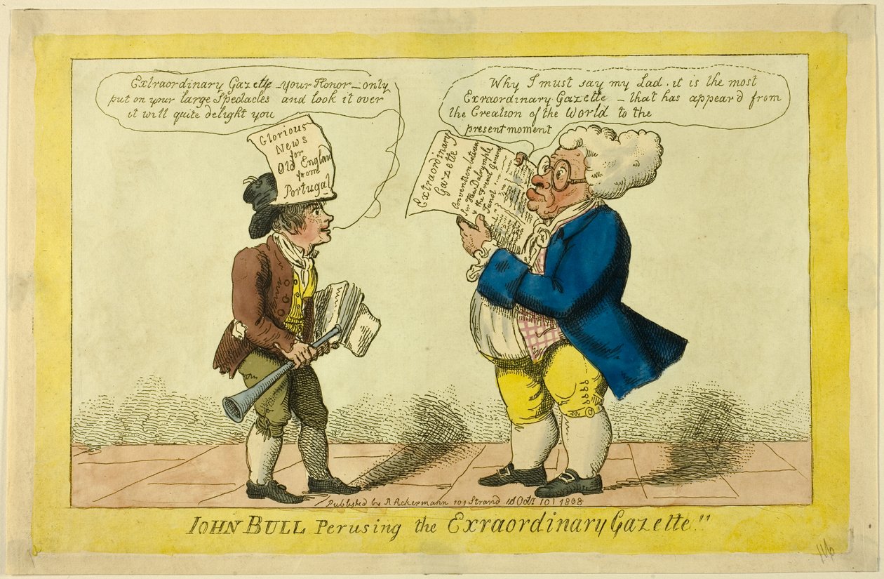 John Bull a ler a Gazeta Extraordinária de Isaac Cruikshank