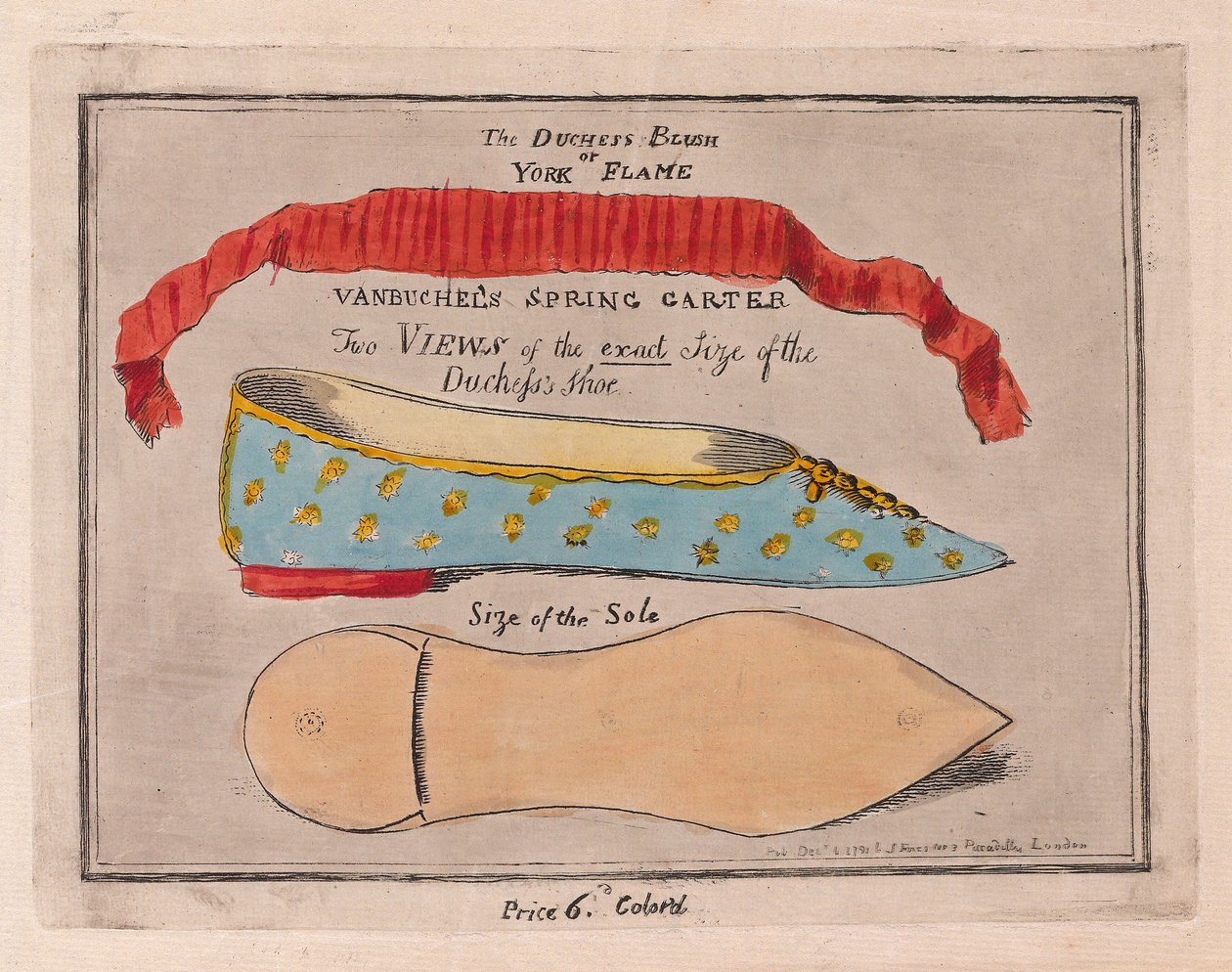 A duquesa Blush ou York Flame, pub. 1791 (gravura colorida à mão) de Isaac Cruikshank