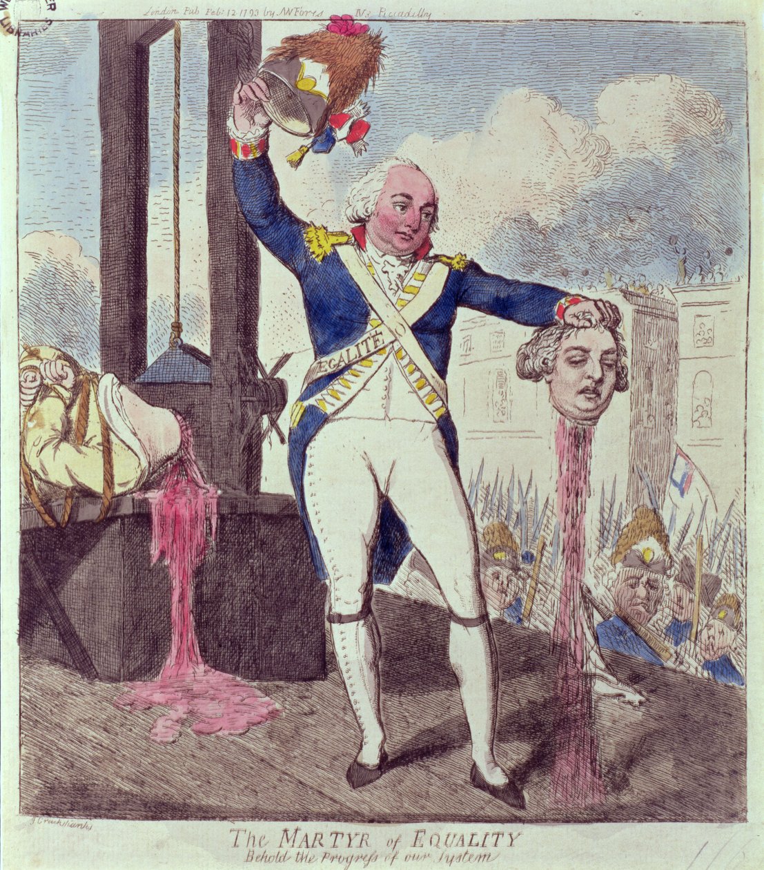 O Mártir da Igualdade: Contemple o Progresso do nosso Sistema, pub. por SW Fores, 1793 de Isaac Cruikshank