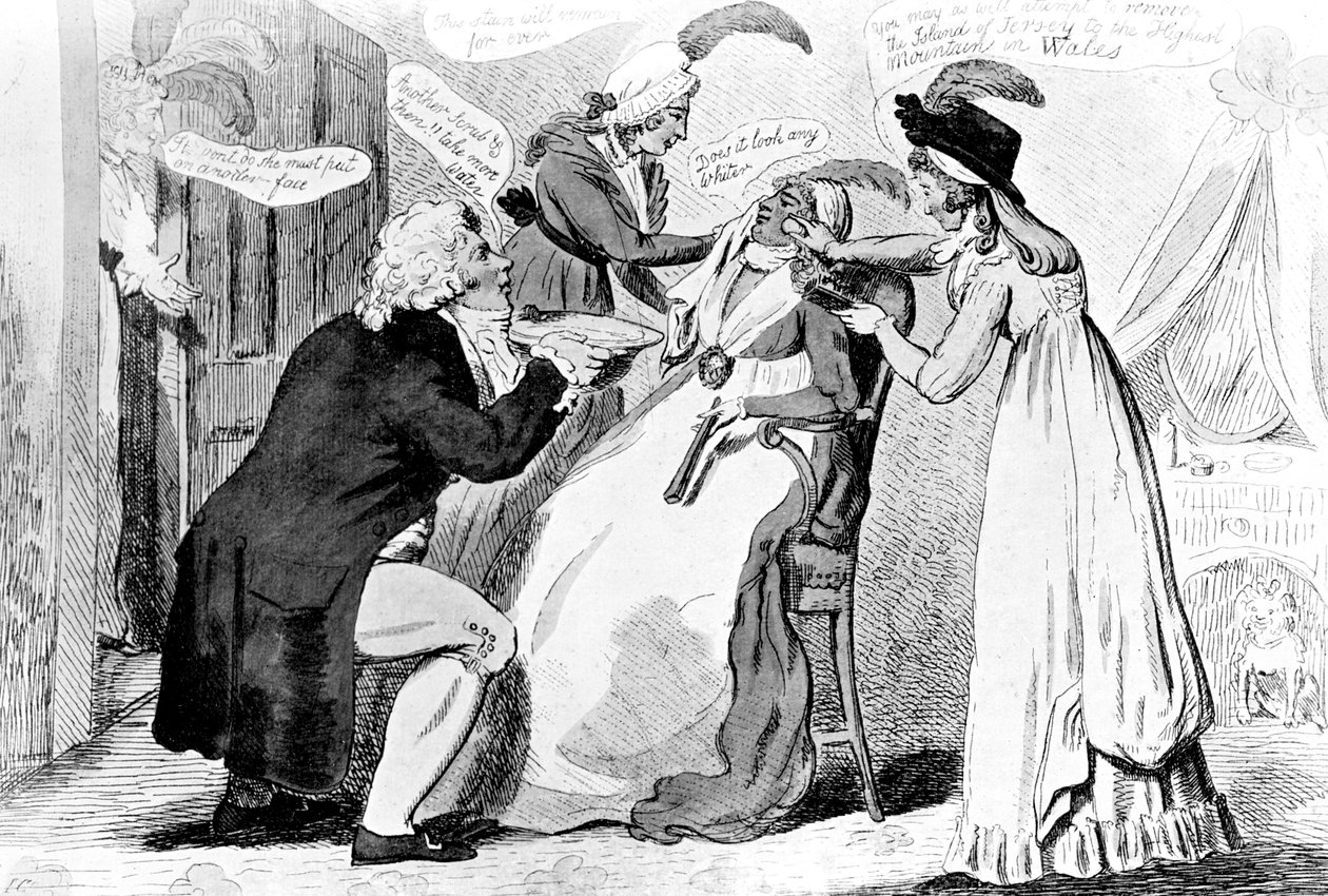 Lavando o Blackamoor, 1795. de Isaac Cruikshank
