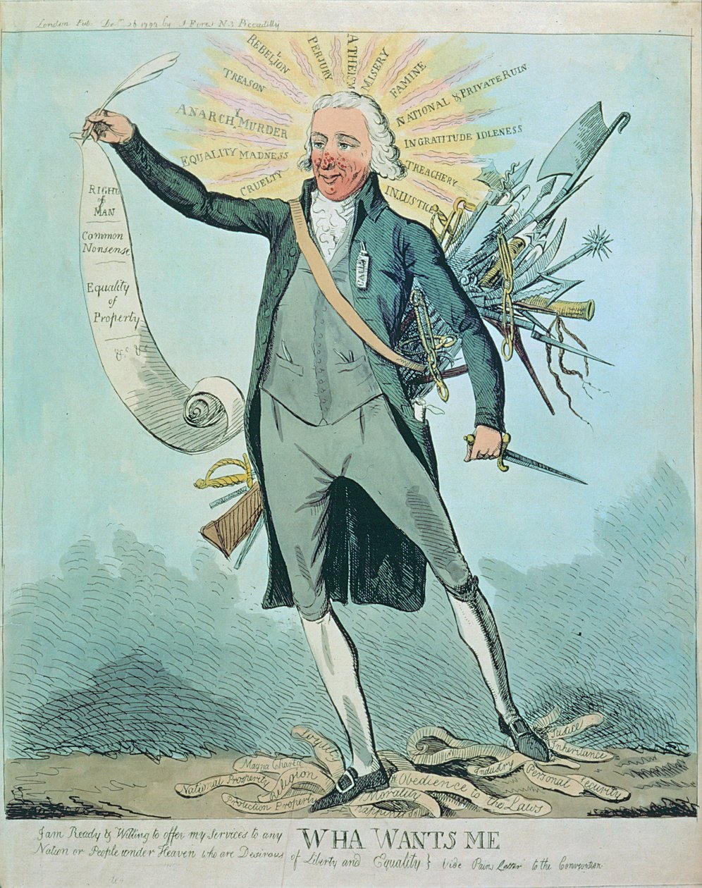 "Wha Wants Me", banda desenhada de Tom Paine and the Rights of Man e Common Sense por Isaac Cruikshank (1756-c.1811/16) de Isaac Cruikshank