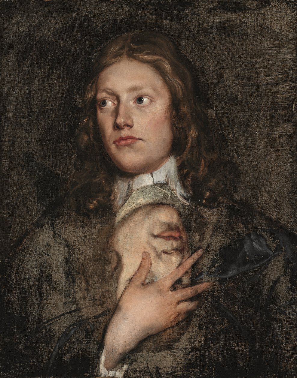 Retrato de um cavalheiro, à altura do busto, com um outro retrato por baixo (óleo sobre tela) de Isaac Fuller