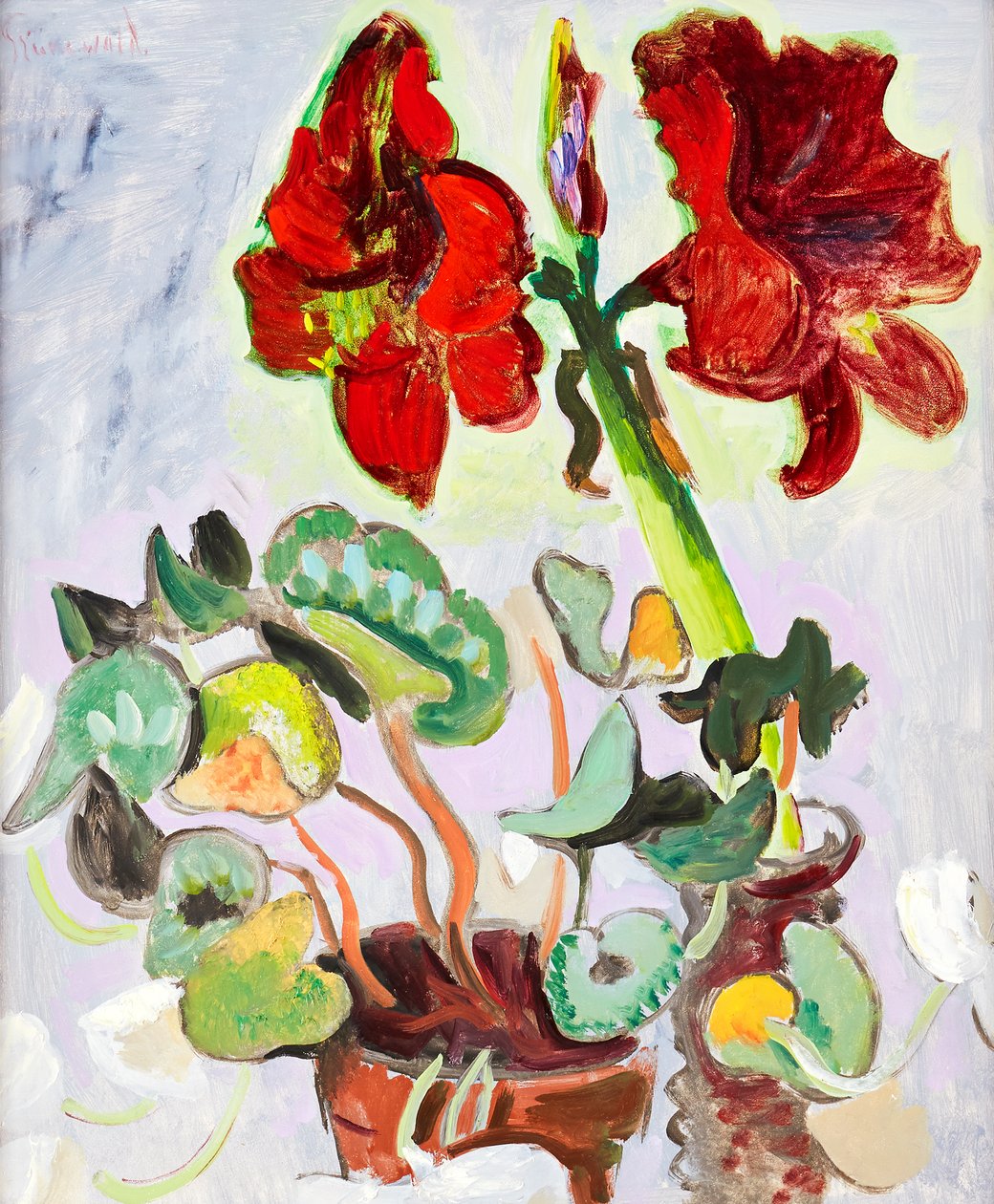 Natureza morta floral com amaryllis de Isaac Grünewald