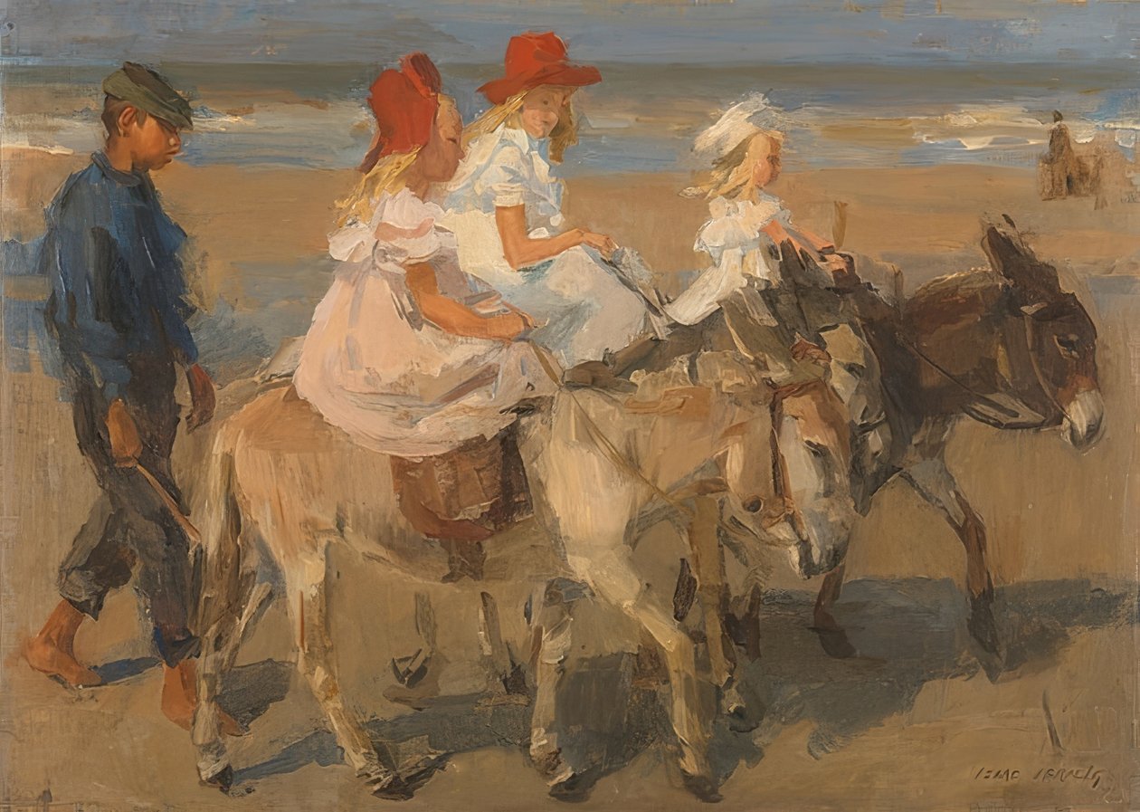 Passeios de burro na praia. Por volta de 1890-1901 de Isaac Israels