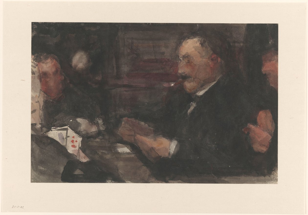 Cavalheiros jogando cartas no café de Isaac Israels