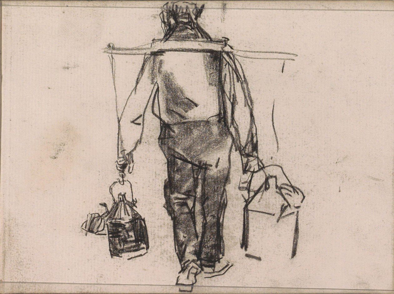 Homem com jugo, visto de costas de Isaac Israels