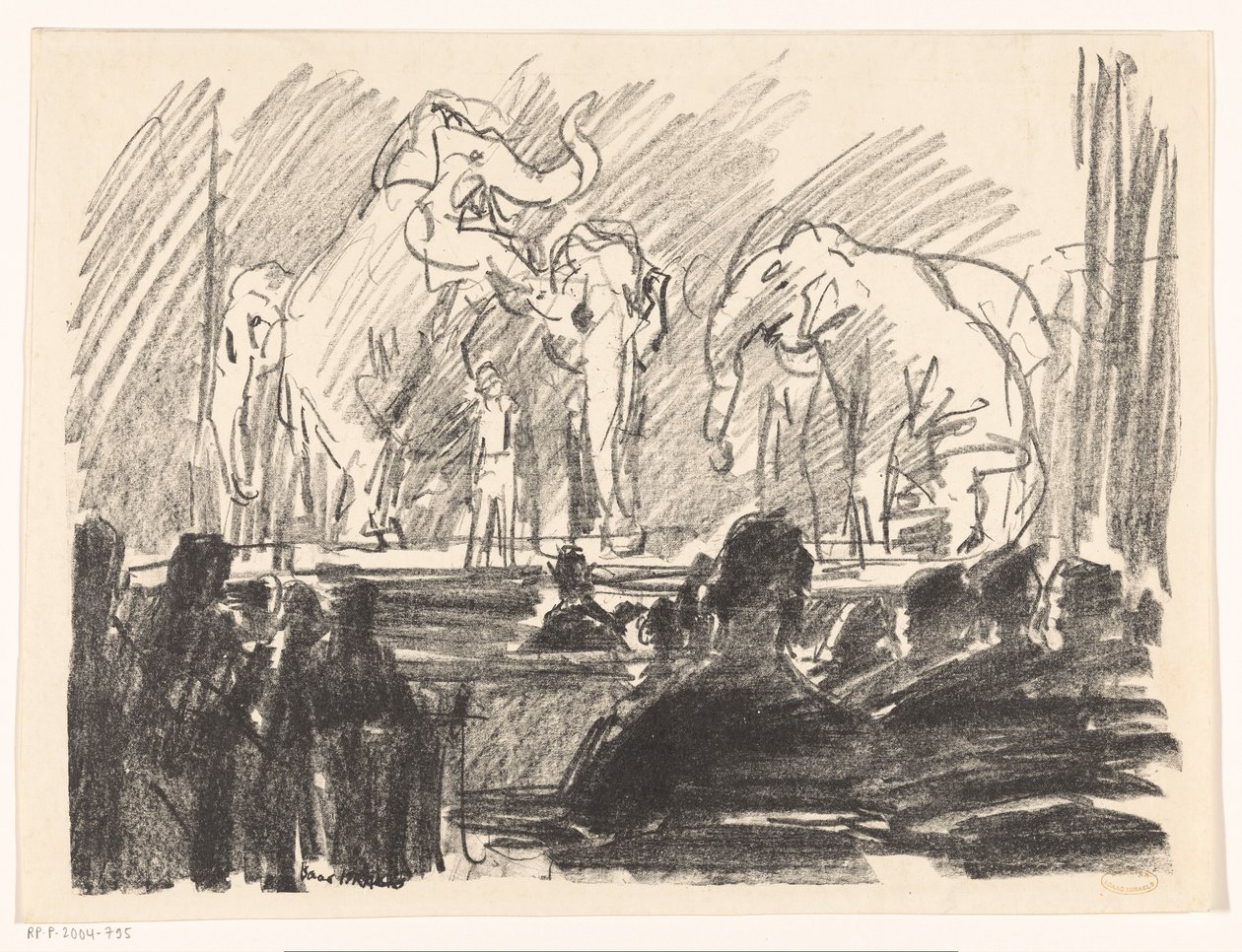 Desempenho de elefantes em um palco de Isaac Israels