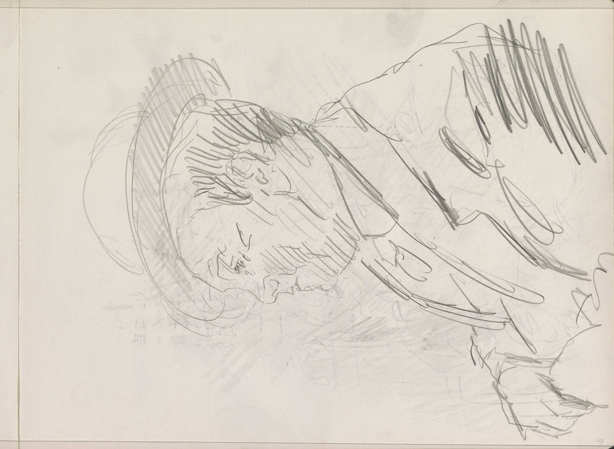 Retrato de um homem desconhecido com chapéu, em perfil de Isaac Israels