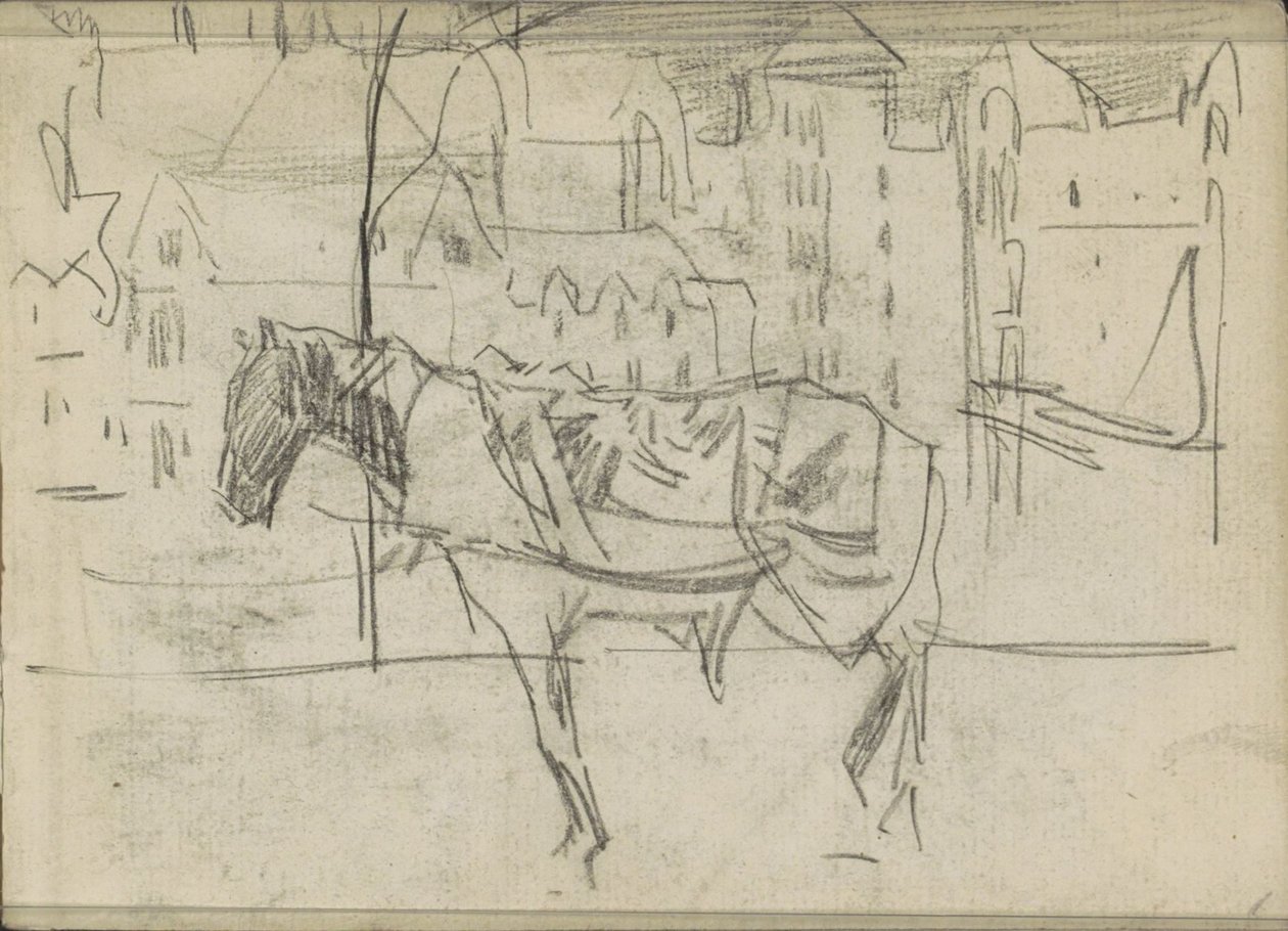Paisagem de Cityscape com cavalo de Isaac Israels