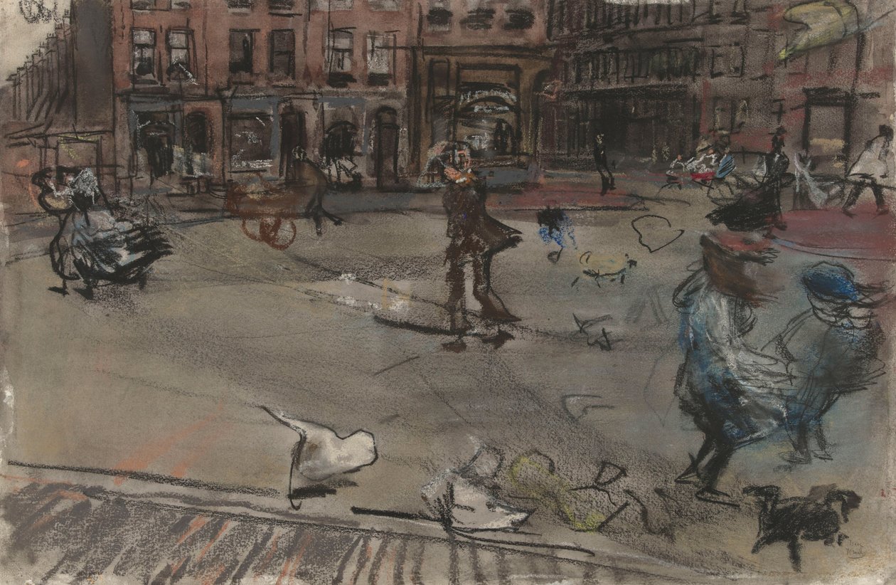 Rajada de vento na Dapperplein em Amsterdã de Isaac Israels