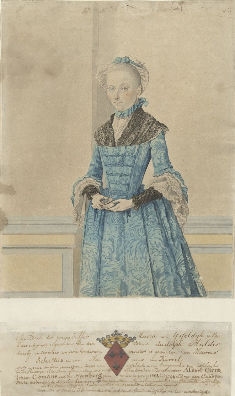 Retrato de Maria van IJsseldijk, peça de joelho em pé de Isaac Lodewijk la Fargue van Nieuwland