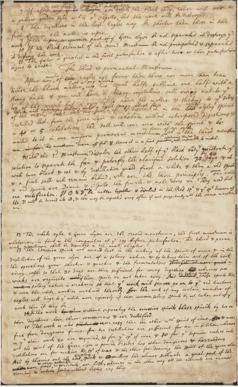 A caça do verde Lyon, verso, c.1700 de Isaac Newton