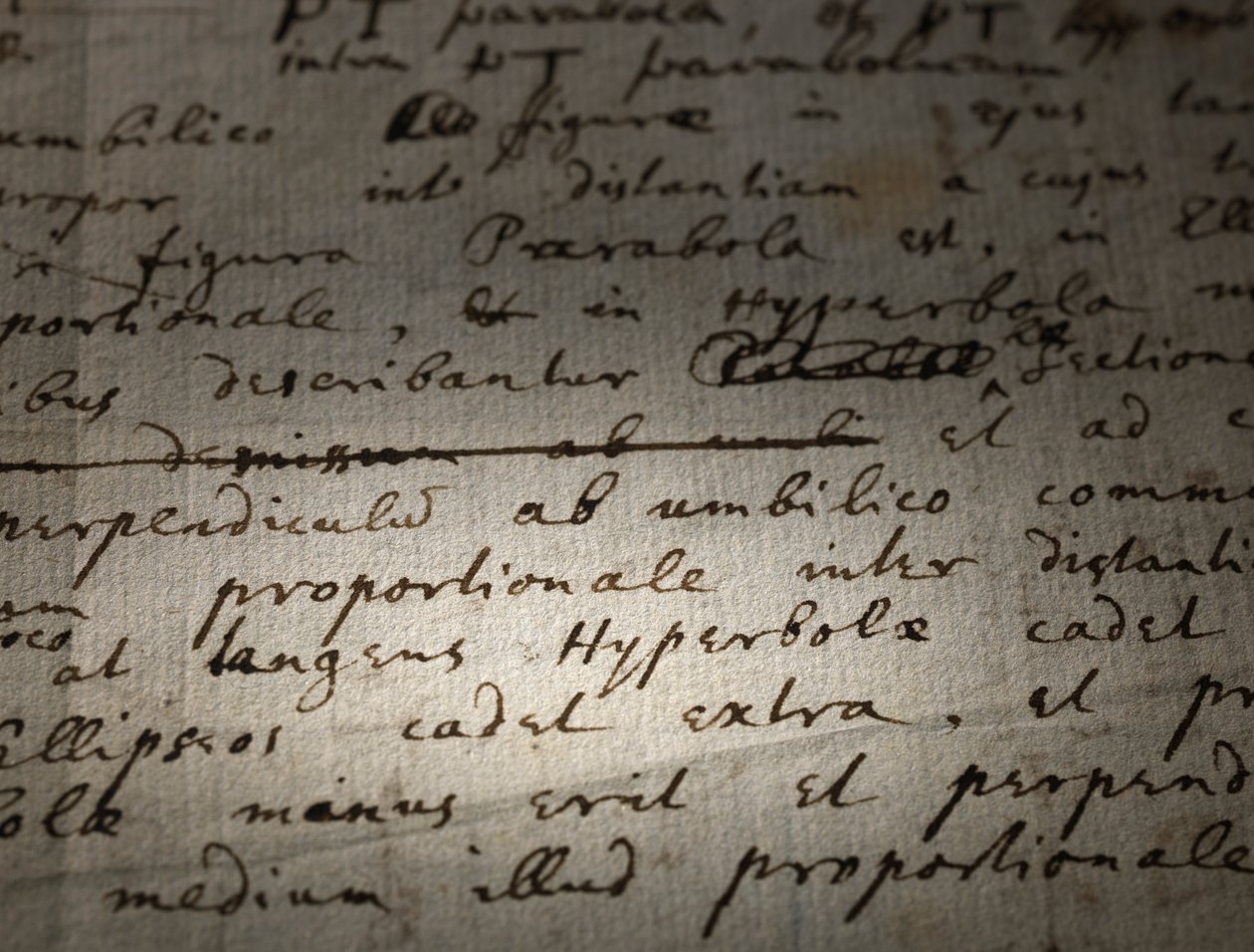 Duas páginas de revisões do Principia Mathematica de Isaac Newton
