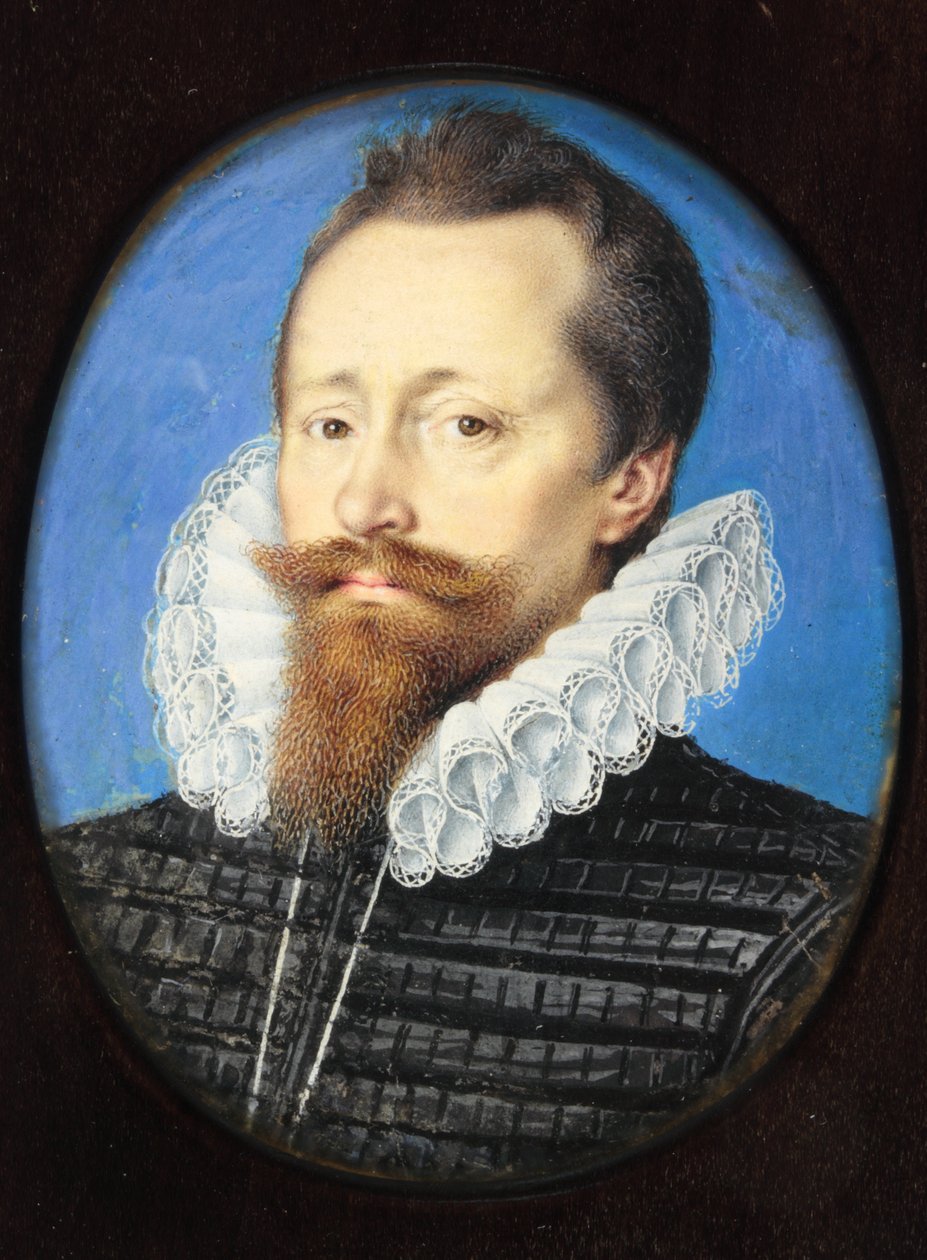 Um cavalheiro, talvez Edward Cecil, Visconde Wimbledon (aguarela em velino) de Isaac Oliver