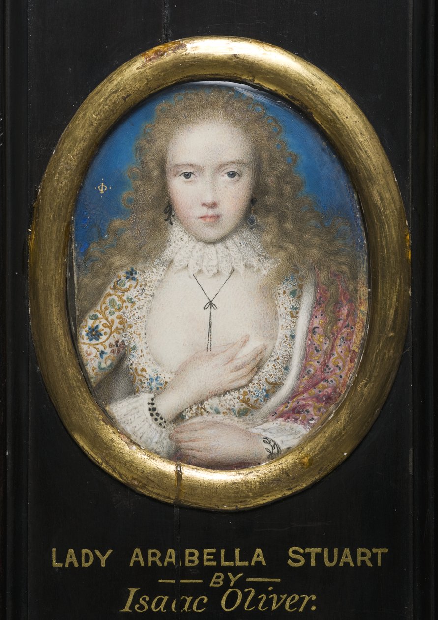 Lady Arabella Stuart (aquarela sobre pergaminho) de Isaac Oliver