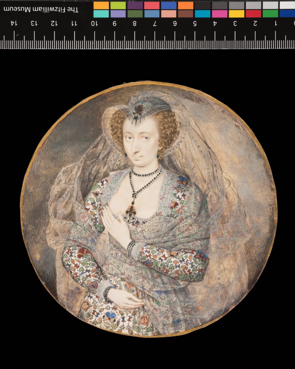 Miniatura. Senhora desconhecida. Lucy Harington, Condessa de Bedford (título anterior), c.1605 (cor do corpo e aguarela sobre cartão) de Isaac Oliver