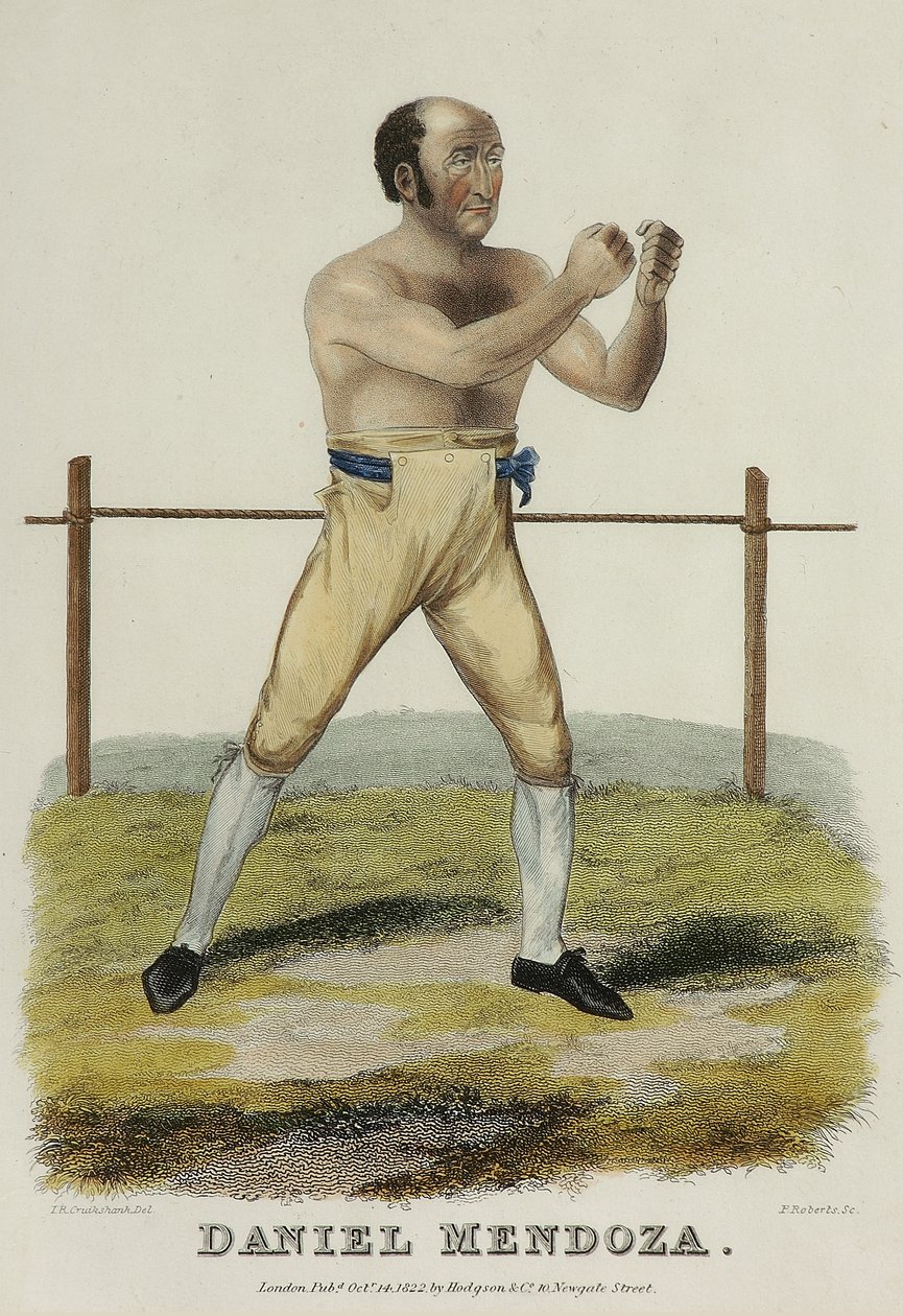 Daniel Mendoza, gravado por P. Roberts, publicado em 1822 (gravação a cores) de Isaac Robert (after) Cruikshank