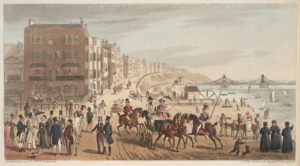 Personagens no Steyne, Brighton, do The English Spy publicado em 1824 de Isaac Robert Cruikshank