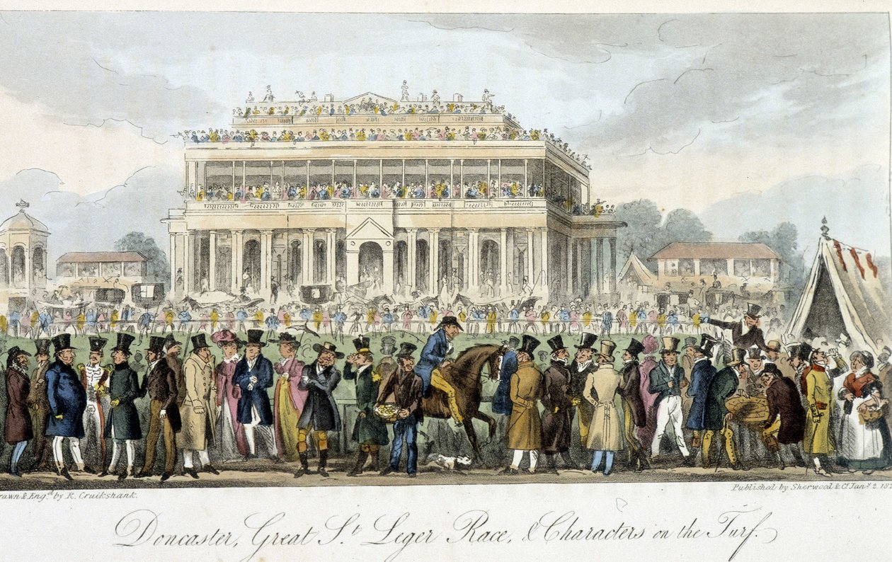 Le prix Saint Léger à Doncaster (les courses) - em "The english spy" por Charles Molloy Westmacott, doente. por Robert Cruikshank, Londres de Isaac Robert Cruikshank