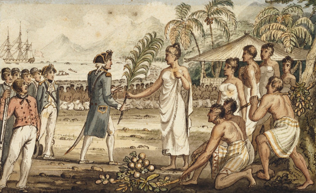 Oatehite &39;, das Viagens do Capitão Cook (aquarela) de Isaac Robert Cruikshank