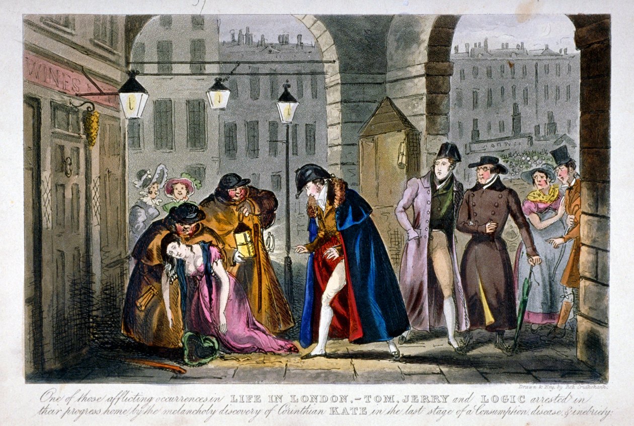 Cena em Covent Garden, Westminster, Londres, 1830 de Isaac Robert Cruikshank