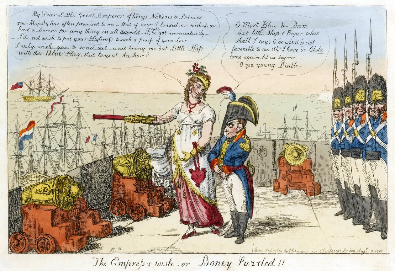 O desejo da imperatriz ou Boney Puzzled! de Isaac Robert Cruikshank