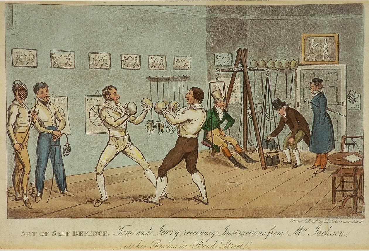 Art of Self Defence (cor litho) de Isaac Robert and George Cruikshank