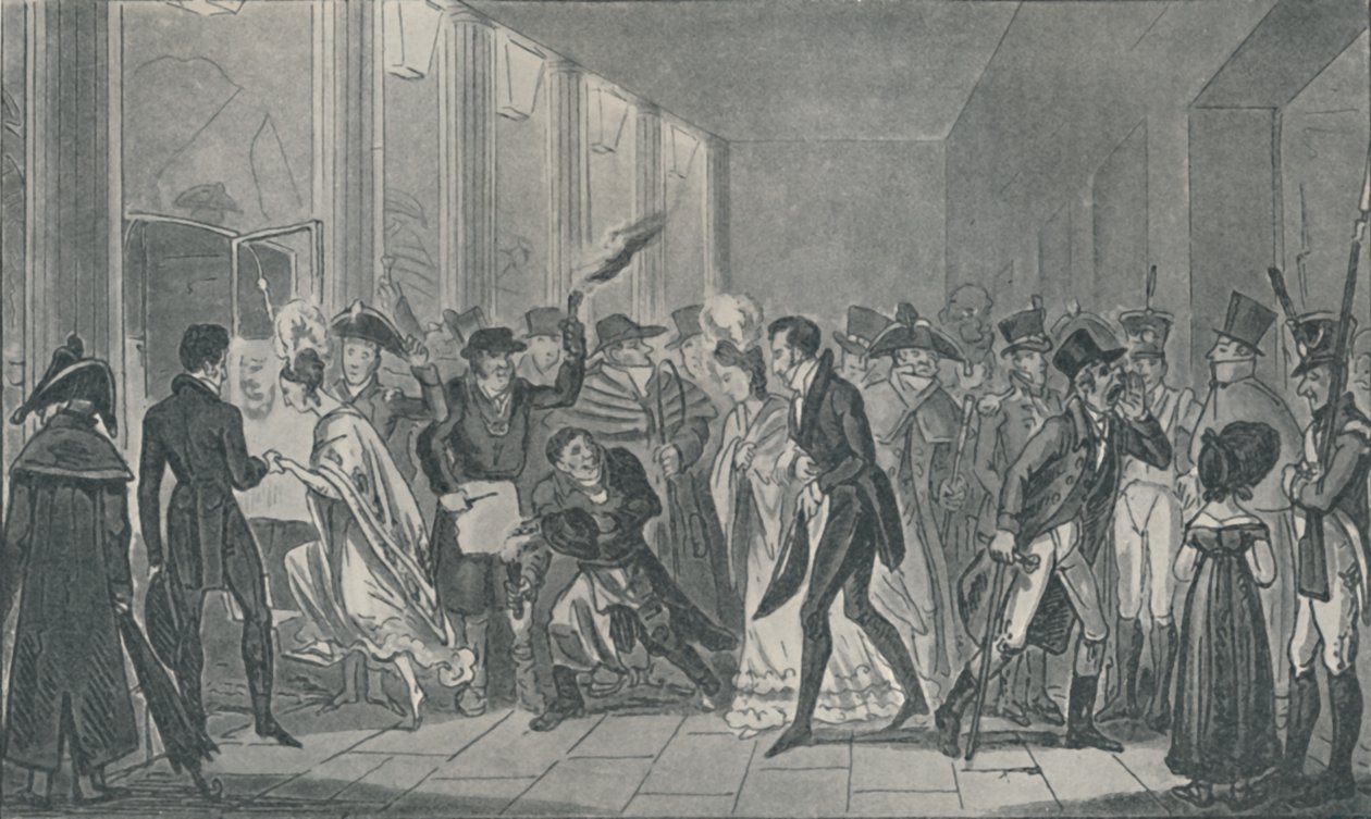 Depois da ópera, 1821, 1920. Artistas: Isaac Robert Cruikshank, George Cruikshank. de Isaac, Robert and George Cruikshank
