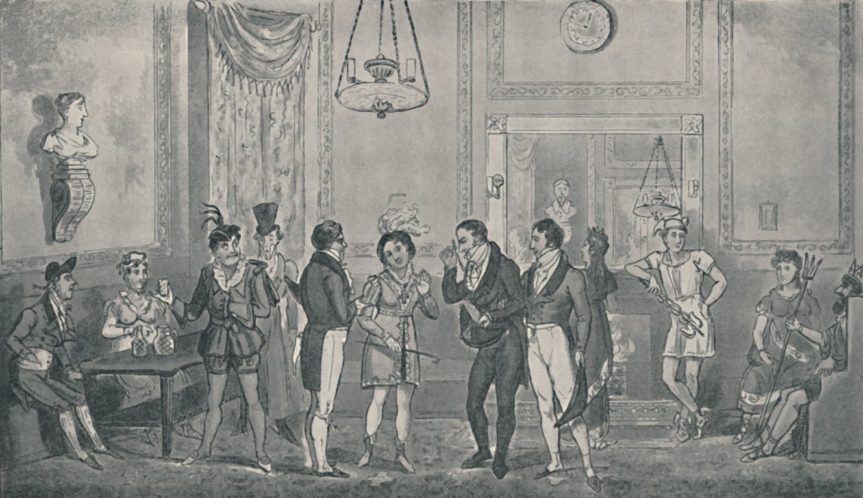 The Rooom Green no teatro Drury Lane, 1821, 1920. Artistas: Isaac Robert Cruikshank, George Cruikshank. de Isaac, Robert and George Cruikshank