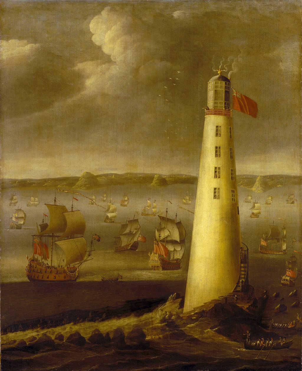 Farol de Eddystone, ao largo da costa de Devon (Inglaterra). Óleo sobre tela, cerca de 1708, de Isaac Sailmaker (1633-1721). de Isaac Sailmaker
