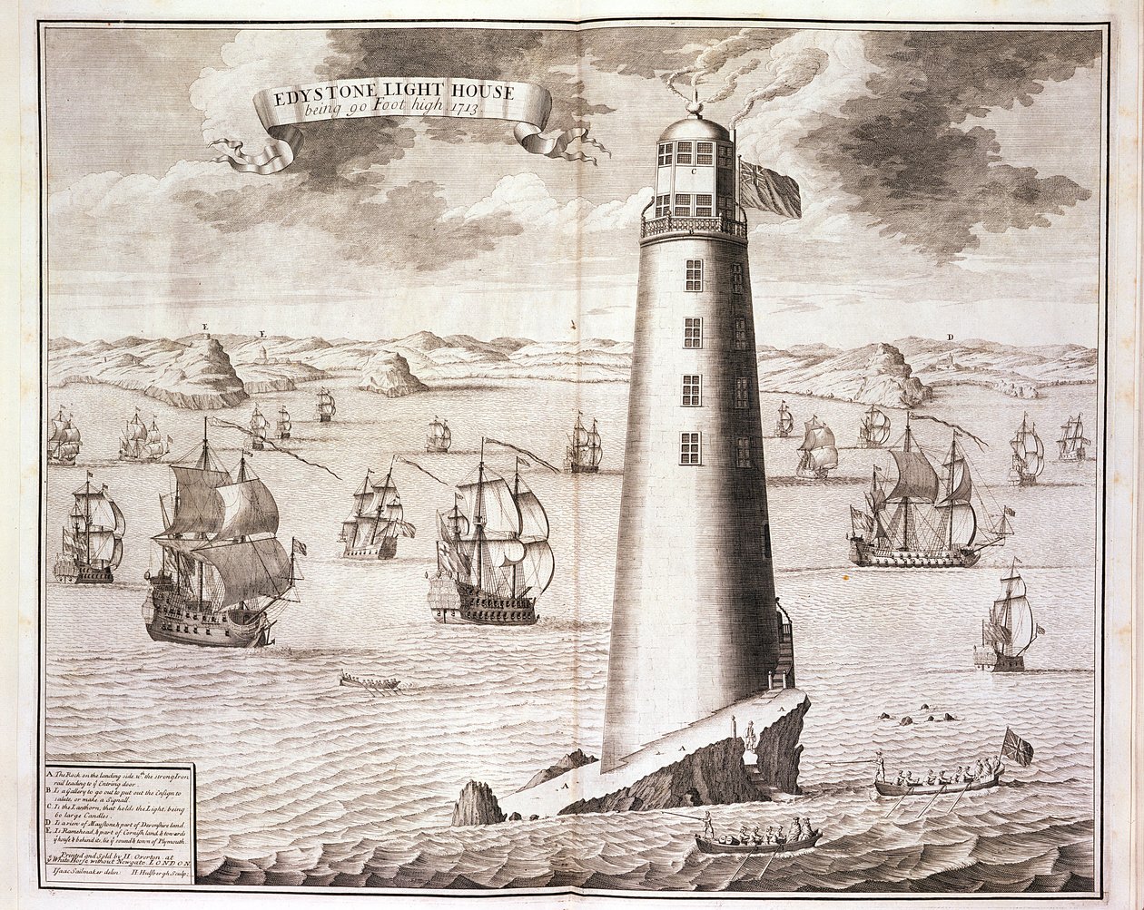 O farol de Eddystone, gravado por Hendrick Hulsbergh, 1713 (veja igualmente 40669) de Isaac Sailmaker